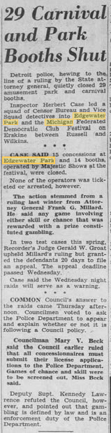 Edgewater Park - JULY 25 1952 ALLEGED GAMBLING